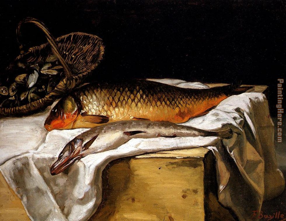 Still Life with Fish painting - Frederic Bazille Still Life with Fish art painting